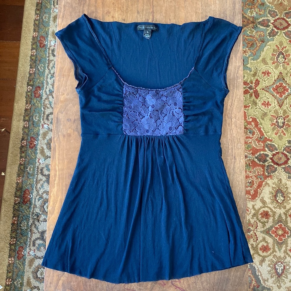 Weston Wear- navy babydoll top - L